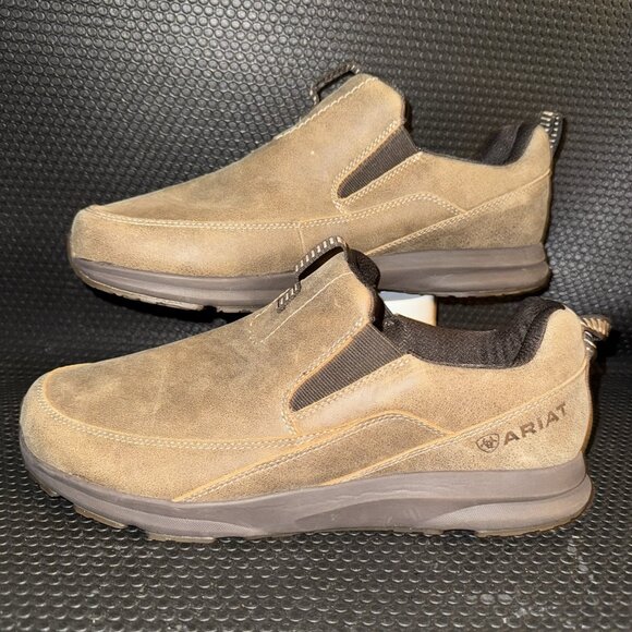 Ariat Spitfire Slip On Brown Leather Comfort Casual Shoes Men’s Size 12EE - Picture 1 of 8